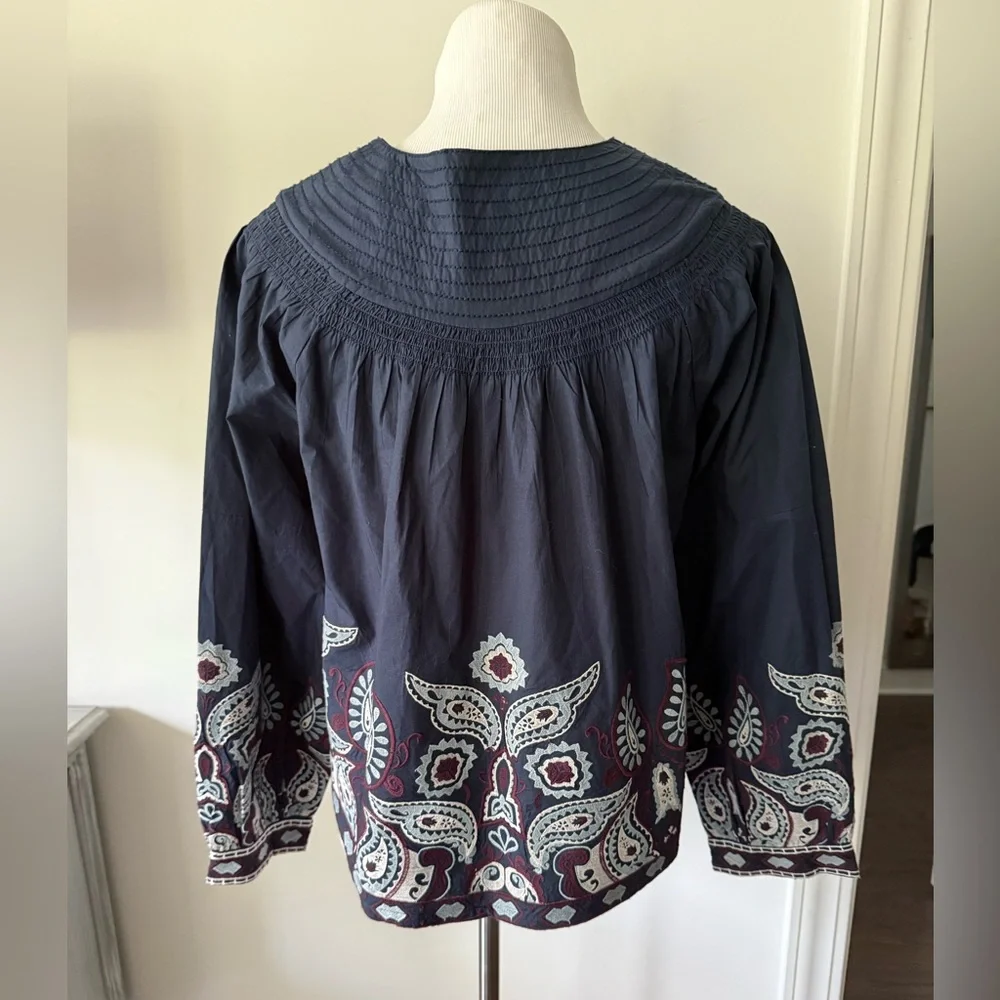 TUCKERNUCK Navy Embroidered Lucia Blouse